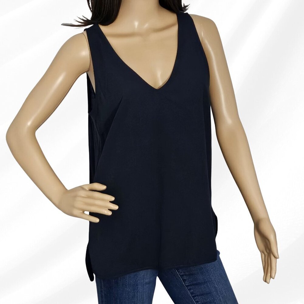 2/$30 French Connection Black V Neck Tank Top Womens Size M Classic Basic